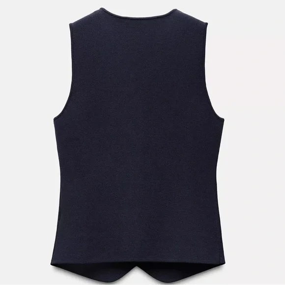 ZARA Gold Button Knitted Vest Top - Picture 6 of 7